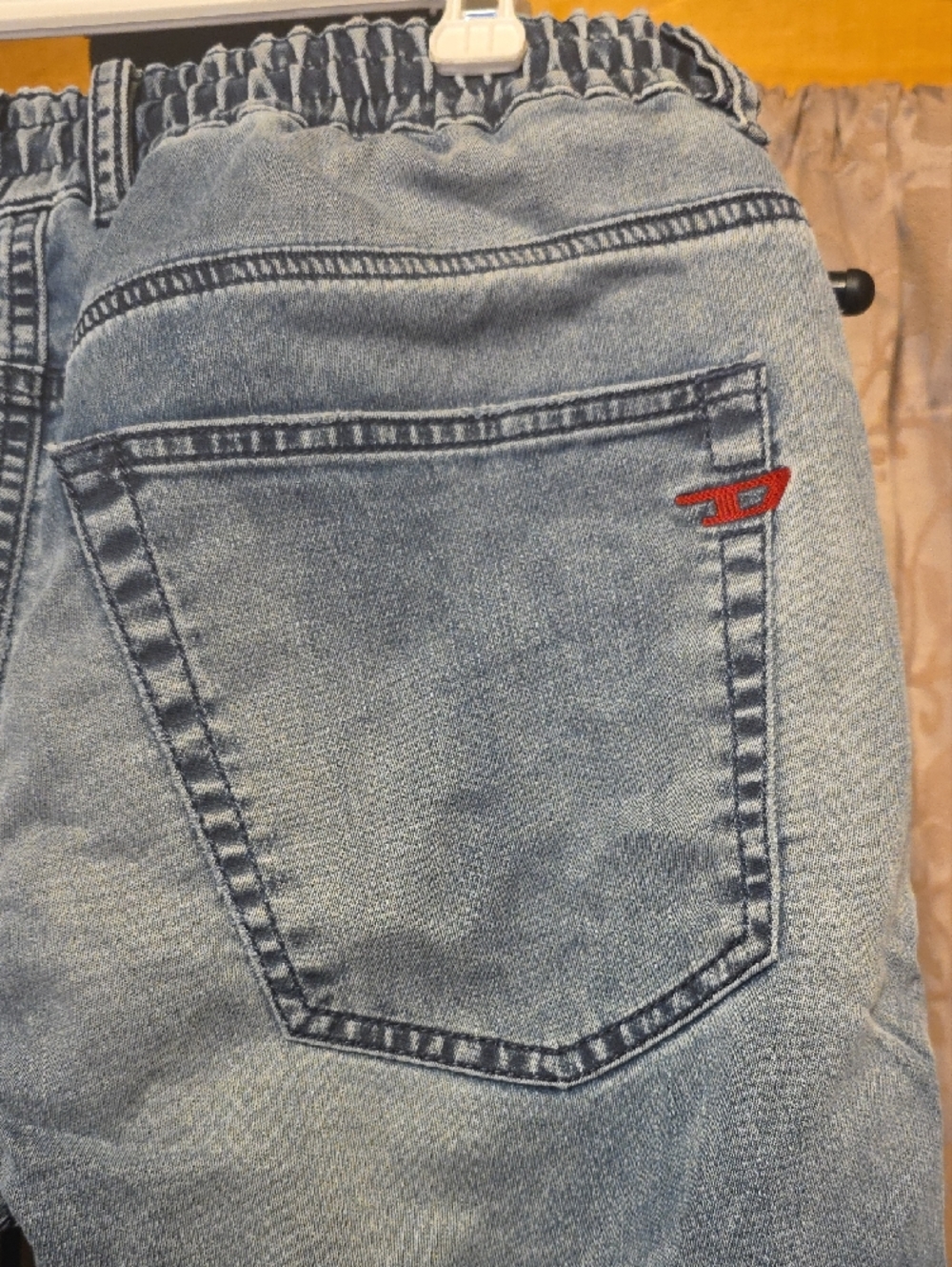 Slim Straight Light Blue Drawstring Jeans - Picture 4 of 7